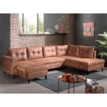 Nordic - canap panoramique en u - 7 places - convertible - industriel vintage - angle droit - marron ...