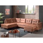 Nordic - canap panoramique en u - 7 places - convertible - industriel vintage - angle gauche - marron ...