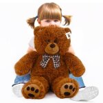 Ours brun en peluche tr�s douce monzana� avec noeud papillon - nounours 50cm - doudou mignon peluche ...