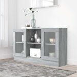 (nouveau)buffet bahut - design moderne - armoire � vitrine sonoma gris 120x305x70 cm bois ding�nierie8574 ...