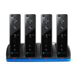 Nouveau chargeur station daccueil + 4 x 2800mah batterie pour tlcommande nintendo wii noir