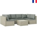 Nouveau salon de jardin ext�rieur modulable 6 personnes en r�sine tress�e avec canap�s et table basse ...