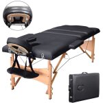 Nouveau table de massage noir pliante bois 3 zones cadre en boistable de thrapie rglable