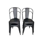 Ma nouvelle deco lot x4 chaises industrielle metal noir mat salle a manger bistrot cuisine restaurant ...