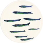 Lot 6 assiettes plates sardine 27cm en faience
