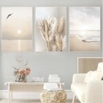 Nsjed lot de 3 affiches murales �l�gantes pour salon chambre d�cor photo coucher de soleil plage sans ...