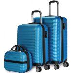 Numada - jeu de valises bleu �lectrique 3pcs abs cabin suitcase 53cm medium 63cm and toilet bag