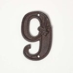 Numro de maison en fonte - homescapes - 9 - marron - rtro chic - design rsistant