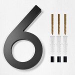 Num�ro de maison moderne bross�e - 5 pouces hauteur 125 mm acier inoxydable massif noir(num�ro 6 un)