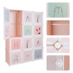 Nuo 12 cubes armoires chambre diy penderie plastiques meuble rangement enfant avec motifs danimaux (rose) ...