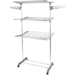Nuo séchoir à linge inox étendoir pliable gris grand surface hauteur 168 cm Nuo séchoir à linge inox étendoir pliable gris grand surface hauteur 168 cm