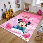 Tapis de sol de dessin anim pour enfants - nvy - 6709 - mickey - minnie - rose - synthtique - 100x150cm ...