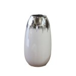 Objet dcoratif - chemin de campagne - vase coulures argent - cramique - dimensions 13. 5x13. 5x26 cm ...