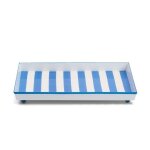 Objets d�coratifs - nature & d�couvertes : plateau en m�tal ray� - bleu