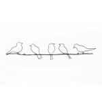 Objet filaire m�tal oiseaux sur un fil 60 x 12cm gris anthracite