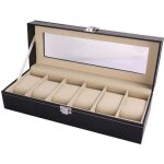 Obox bote montres prsentoir  montre en cuir pu crin  montres avec fentre transparente - noir lgant ...