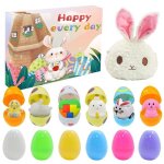 Oeuf de p�ques - amoune - kit de d�coration - 12 ?ufs - 6 mini jouets - sac � dos lapin