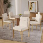 Okwish lot de 6 chaises de salle � manger avec cadre en m�tal style de campagne en tissu sherpa beige ...