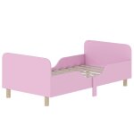 Okwish lit enfant 70�140 cm 1 place avec barri�re de s�curit� et sommier � lattes en mdf et bois rose ...