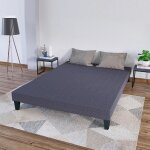 Sommier en bois tapissier kit 140x200 cm coloris gris ciment livr en kit
