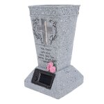 Omabeta vase fun�raire de cimeti�re vase fun�raire solaire en r�sine avec piquet de sol led syst�me de ...