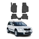 Omac tapis de sol pour skoda yeti 2009 - 2017 sur mesure en caoutchouc noir