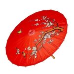 Ombrelle asiatique rouge - chinoise 52cms - papier et bambou - ext�rieur
