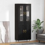 ?on sale)armoire haut / vitrine haut - moderne - montage mural 2 pcs ch�ne noir 695 x 34 x 180 cm @fr6442485 ...