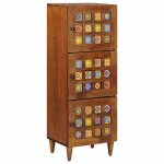 ?on sale)haut armoire - buffet � vinyles - meuble s�jour noyer 40 x 335 x 110 cm bois de mangue massif ...