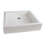 Ondee - vasque rectangle � poser timbre - cr�me - 60cm - terrazzo - sans trop - plein