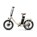 Onesport ot16 - 2 v�lo �lectrique pliable ? 120 km batterie 48v moteur 250w pneus fat 20 - beige