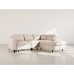 Opaline - canap� dangle droit 5 places convertible avec t�ti�res et coffre en tissu textur� - beige