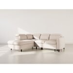 Opaline - canap� dangle gauche 5 places convertible avec t�ti�res et coffre en tissu textur� - beige