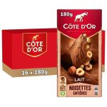 Cote dor - 16 tablettes de chocolat au lait aux noisettes entires - (16x180g)