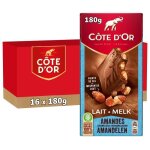 Cote dor - 16 tablettes de chocolat au lait  la pointe de sel et aux amandes caramlises - (16x180g) ...