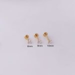 Or - 8mm - piercing en acier inoxydable mode coréenne clou en cristal labret anneau doreille en zircon ... Or - 8mm - piercing en acier inoxydable mode coréenne clou en cristal labret anneau doreille en zircon ...