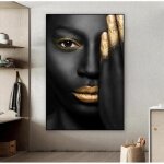 Or noir femme africaine visage tableaux affiche toile peintures murale art salon chambre dcor  la maison ...