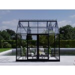 Orangerie / serre 89m 301x299x295m avec socle et crte ornementale noir dancover serres