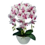 Orchide artificielle en pot de fleurs damich plante fleur artificielle 3 branches hauteur env. 60cm ...