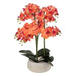 Orchid�e artificielle en pot sanae pot en ciment orange h65cm - atmosphera cr�ateur dint�rieur