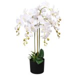 Orchid�e artificielle avec pot - wiens - 75 cm - blanc - 43 fleurs - 9 feuilles - pot plastique 155 - ...