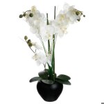 Orchid�e artificielle vase c�ramique noir h53cm - atmosphera createur dinterieur