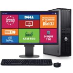 Ordinateur de bureau dell optiplex 780 intel dual core 8go ram 1tera disque durecran ordinateur 22 pouces ...
