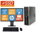 Ordinateur de bureauhp elite 8100 intel core i516 go ram 480 go disque dur ssd tft 22 pc de bureau ...