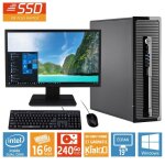 Ordinateur de bureau hp prodesk 400 g1 pentium dual core 16 go ram 240 go disque dur ssd 19 pouces windows ...