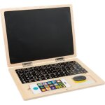Ordinateur portable en bois - small foot - tableau aimant� - marron et noir - beige - enfant - mixte