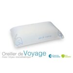 Oreiller voyage - m�moire de forme - anti - acariens - aloe vera - 42x22 cm
