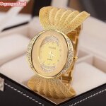 Organgonfand montre femme - 2021an - montre � la mode avec cadran ovale et bracelet en maille dor�e