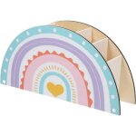 Organisateur de bureau - arc - en - ciel - porte crayons en bois - 5 compartiments - cologique - idal ...