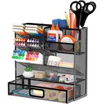 Organisateur de bureau multifonctionnel porte - stylo en maille avec tiroir id�al pour bureau �cole maison ...
